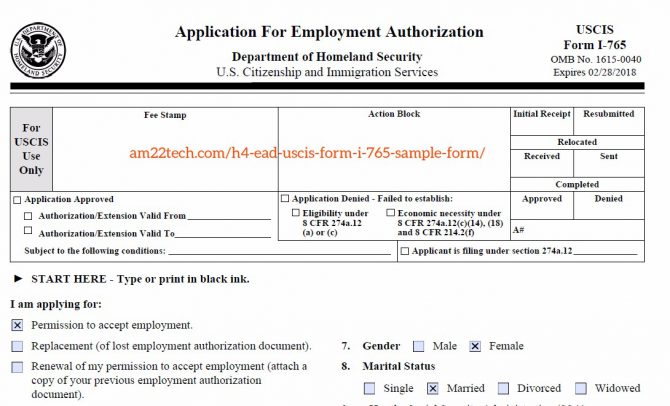 H4 EAD Documents, Sample New Application And Renewals - AM22 Tech