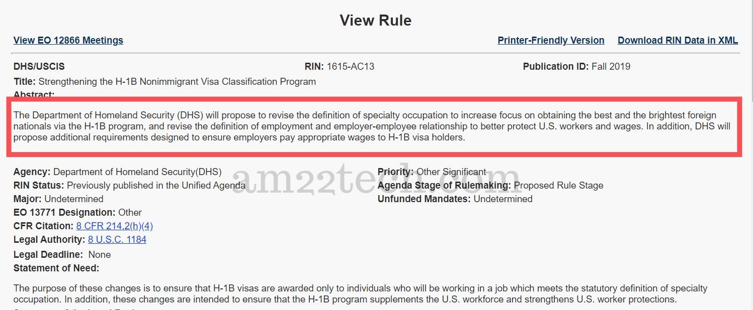 DHS Changing H1B Specialty Occupation Definition, Revise Wage Level