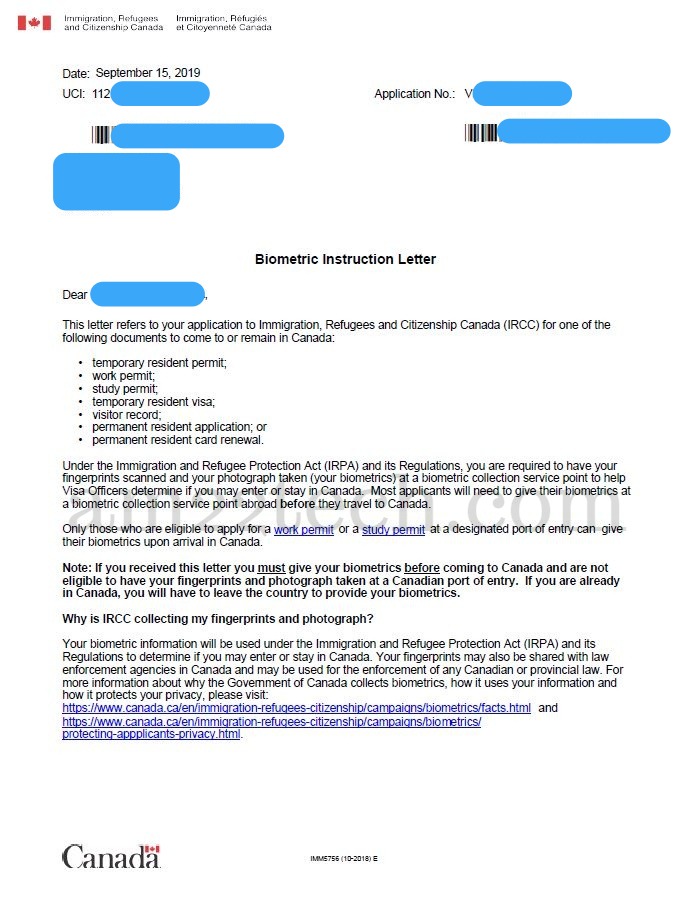 How To Download Canada Visa Biometric Appointment Collection Letter 