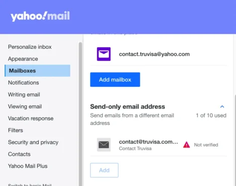 Create send custom email address yahoo